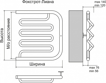 Фокстрот-Лиана AISI 500х500 Полотенцесушитель  TERMINUS Королёв - фото 3