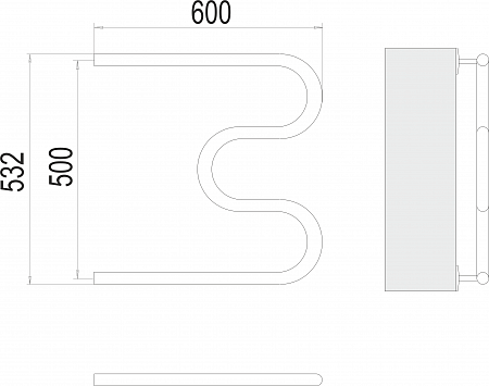 М-обр AISI 32х2 500х600 Полотенцесушитель  TERMINUS Королёв - фото 3