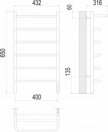 Полка П6 400х650 Электро (quick touch) Полотенцесушитель  TERMINUS Королёв - фото 3