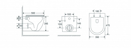 Подвесной унитаз безободковый Terminus Енисей Monolit 560х390 белый Королёв - фото 8