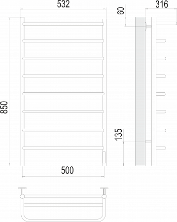 Полка П8 500х850 Электро (quick touch) Полотенцесушитель  TERMINUS Королёв - фото 3