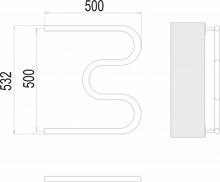 М-обр AISI 32х2 500х500 Полотенцесушитель  TERMINUS Королёв - фото 3