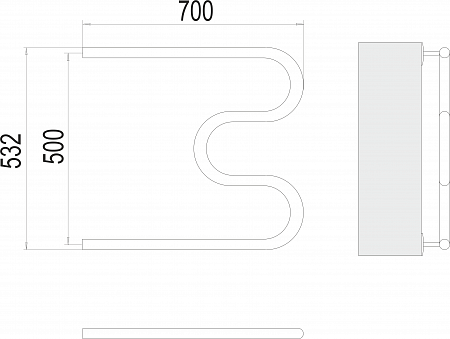 М-обр AISI 32х2 500х700 Полотенцесушитель  TERMINUS Королёв - фото 3
