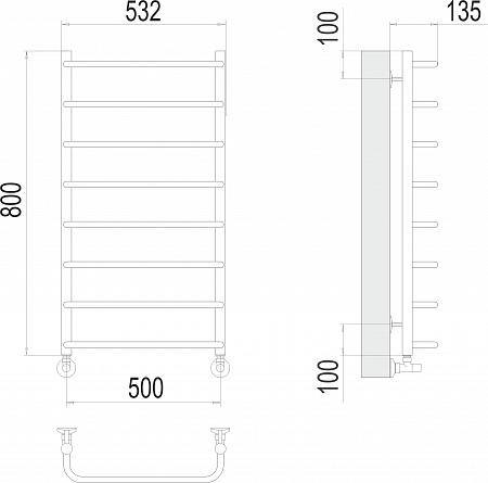 Стандарт П8 500х800  Полотенцесушитель  TERMINUS Королёв - фото 3