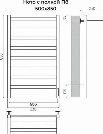 Ното с/п П8 500х850 Электро (quick touch) Полотенцесушитель TERMINUS Королёв - фото 3