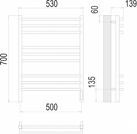 Соренто П9 500х700 электро (sensor quick touch) Полотенцесушитель  TERMINUS Королёв - фото 3