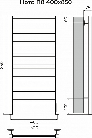 Ното П8 400х850 Электро (quick touch) Полотенцесушитель TERMINUS Королёв - фото 3