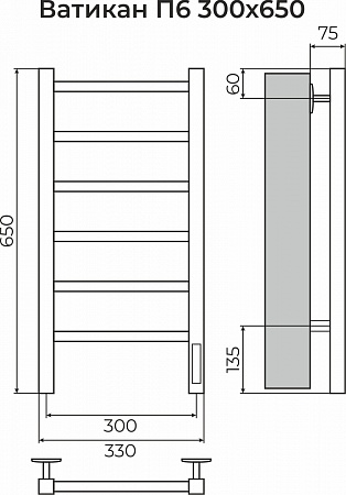 Ватикан П6 300х650 Электро (quick touch) Полотенцесушитель TERMINUS Королёв - фото 3