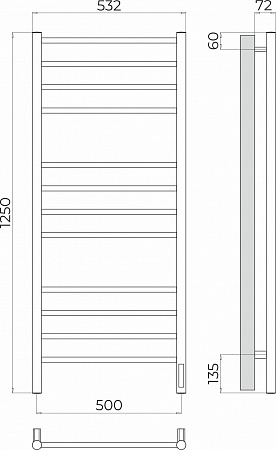 Аврора П12 500х1250 Электро (quick touch) Полотенцесушитель TERMINUS Королёв - фото 3