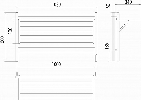 Горизонт П8 1000х600 электро КС ЧЕРНЫЙ МУАР (sensor quick touch) Полотенцесушитель TERMINUS Королёв - фото 5