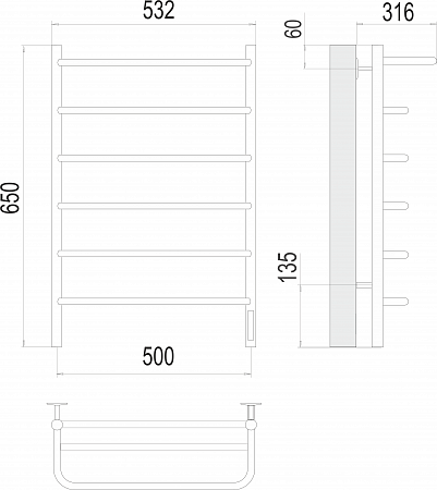 Полка П6 500х650 Электро (quick touch) Полотенцесушитель  TERMINUS Королёв - фото 3